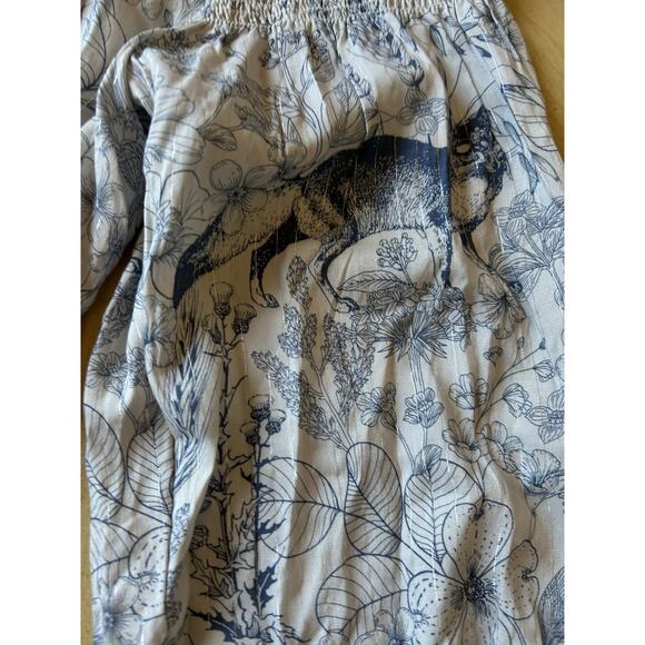 Fox Animal Print Blouse Boho Peasant Shirt Sheer Pinstripe Wildlife Fairy M-L - Picture 8 of 13